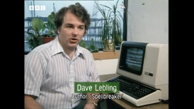 Infocom programmer Dave Lebling programming ZIL for his game Spellbreaker.