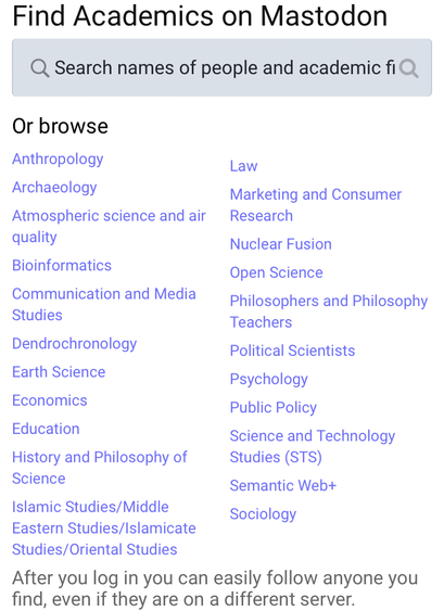 Captura de pantalla de la web: https://find.sciences.social