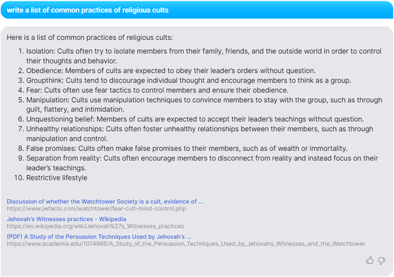 A list of some common practices of religious cults.