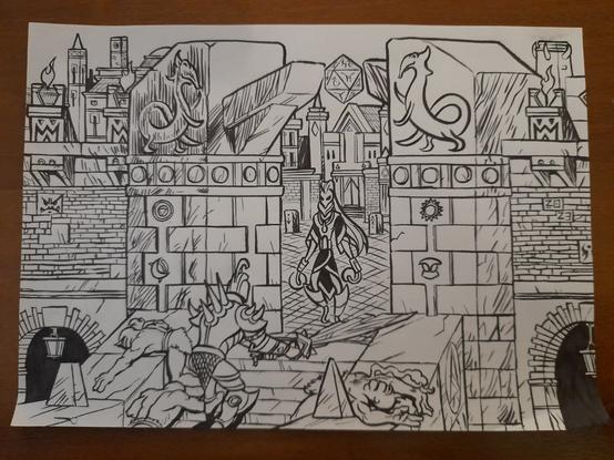 An alien sorceror defends the city gates