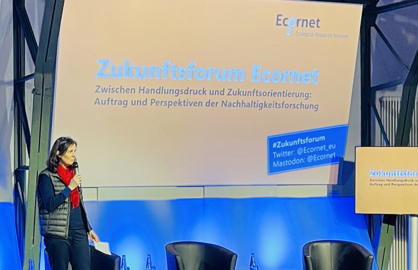 Dr. Camilla Bausch vom Ecologic Institut eröffnet die Veranstaltung