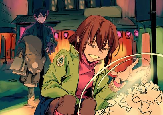 Mai testing her ESP with games of chance and Naru standing behind her holding all her presents