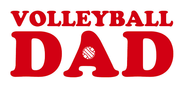 Volleyball Dad in red, with a volleyball inside of the letter "A" in Dad!