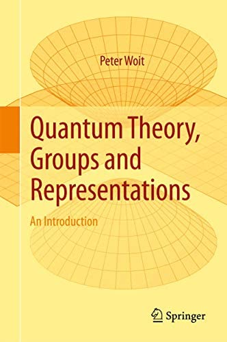 Yellow cover of Quantum Theory, Groups and Representations featuring some conic sections in the background