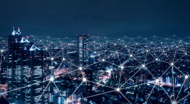 Wireless city at night