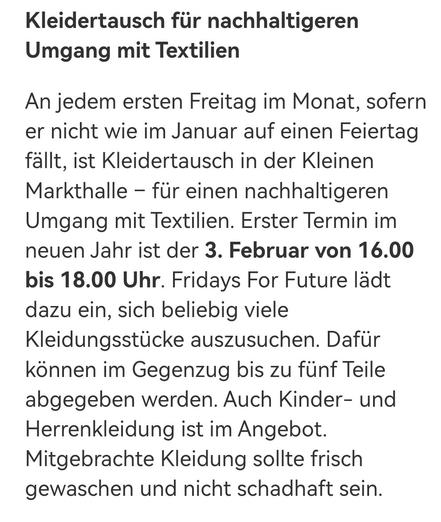 Der Infotext als Foto aus den Newsletter der FAA - Freiwilligen-Agentur Altmark