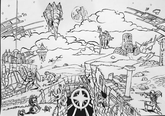 A science-fantasy landscape, insieme, woip