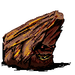 Some sort of rock monster with glowing eyes.