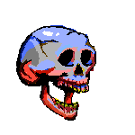 Human skull with dramatic lighting.