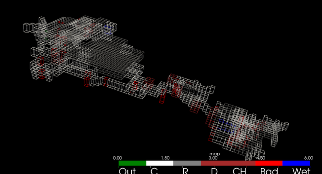 Wireframe view of Random Dungeon done in Pyvista