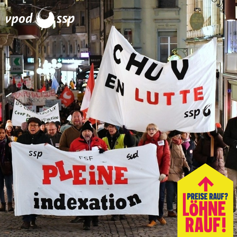 Demo Lausanne zur Indexierung der Löhne 23.1.2023