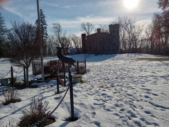 The castle in the sun and snow.
