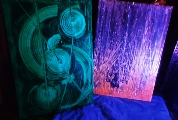 Paint drying on canvas in my fireplace