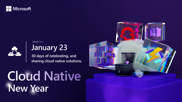 Image promoting Microsoft's Cloud Native New Year event