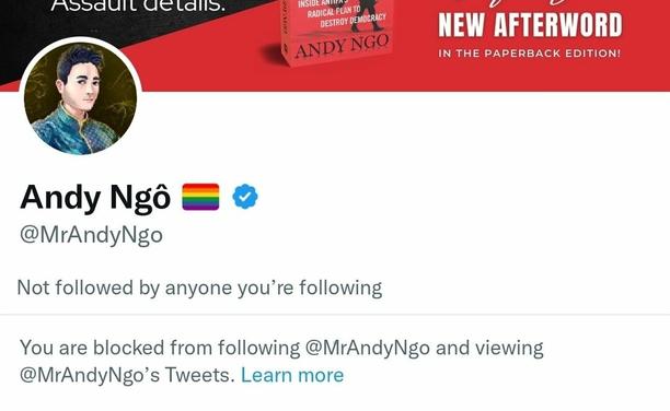 Screenshot showing Andy ngo block me