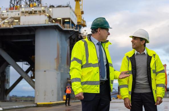 The Prime Minister Rishi Sunak visits Cromarty Firth Port Authority in Invergordon, Scotland.