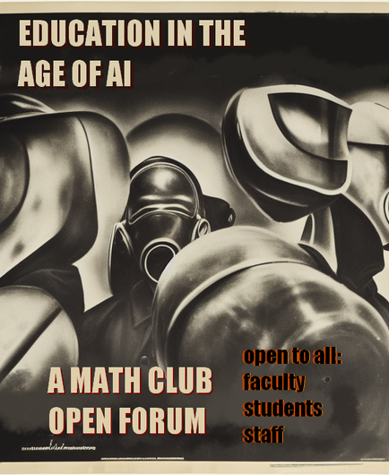 AI+human-generated flyer for an open forum on AI in higher education.