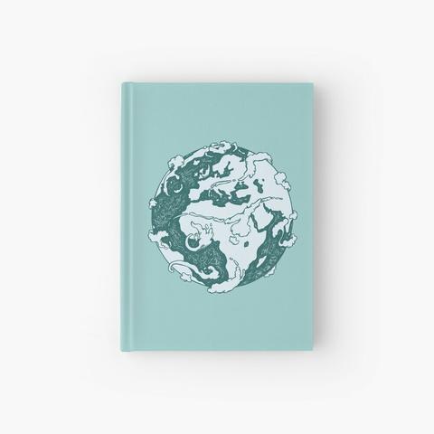 Notebook. Ink drawing of Earth. Green.