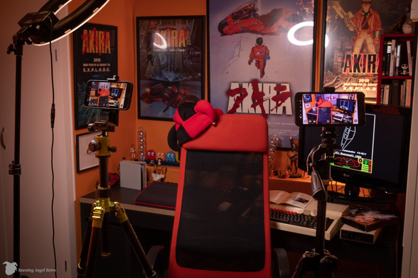 Retro computing film studio setup.