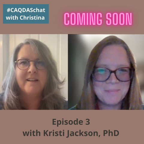 Picture of Kristi Jackson and Christina Silver chatting for the next episode of the CAQDASchat podcast, coming soon