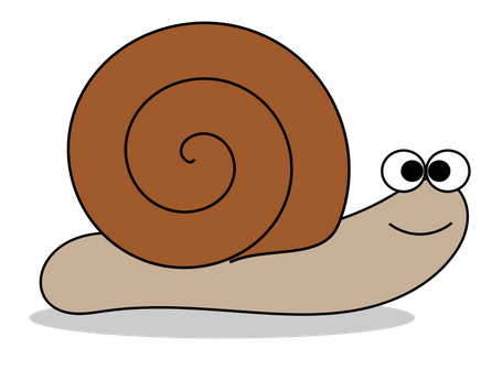 Comic-Zeichnung einer Schnecke mit braunem Haus.