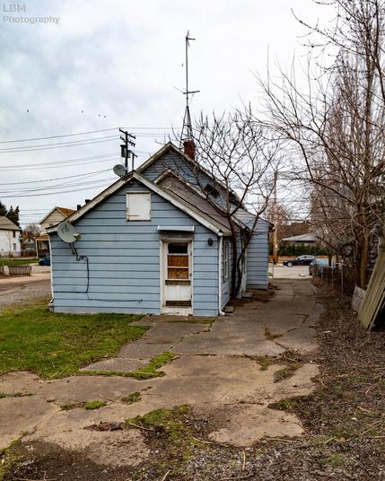 Photo shows a backyard of a house on West 11th. Street in Cleveland Ohio