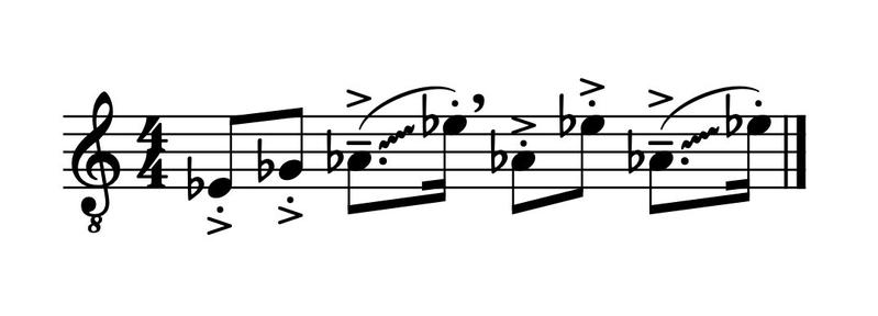 Musical annotation of a bout of laughter.