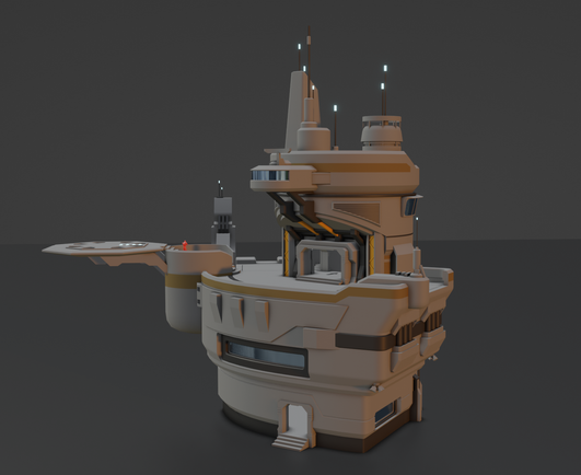 Blockout in blender of the new Construction building for Planetside2. Front view.