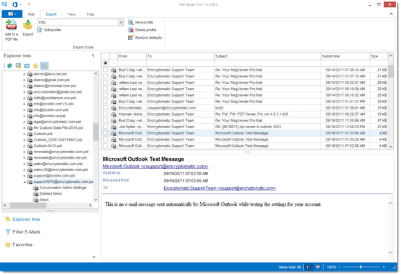 Screen image of eml file viewer.