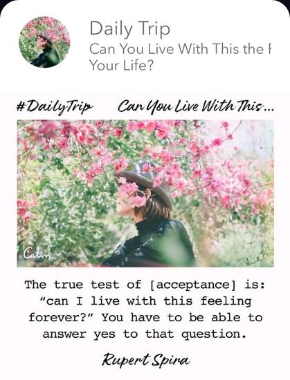 The true test of acceptance is: "can I live with this feeling forever?" You have to be able to answer yes to that question - Rupert Spira