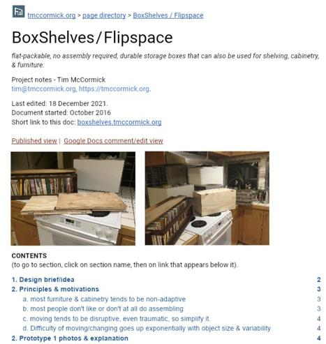 screenshot of first page of BoxShelves project doc