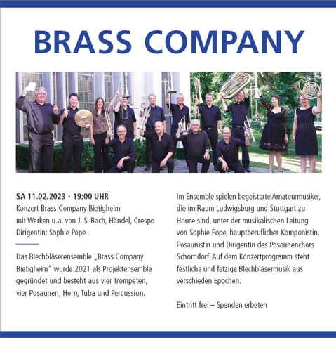 #concert #highlights #Konzert-#Programm 2023
#Stadtkirche #Schorndorf​

#Rückblick 22.1.
Das preisgekrönte #Ensemble '#TrioAdorno'
mit Klaviertrios von #Mozart, #Martinu+#Mendelssohn​
#ChristophCallies, #Violine​
#SamuelSelle, #Violoncello​
#LionHinnrichs, #Klavier​
im Martin-Luther-Haus Schorndorf

SA 11.2. 19 UHR
#Brass Company #Bietigheim​
mit Werken u.a. von J. S. #Bach, #Händel, #Crespo​
Dirigentin: #SophiePope​
#Stadtkirche Schorndorf
Eintritt frei – Spenden erbeten

#Musik #Fun #blessed​