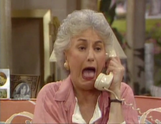 Bea, Arthur, as Dorothy from the golden girls on a telephone