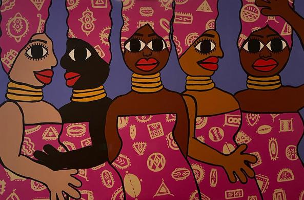 Quatre femmes de toutes les couleurs habillées dans un style africain