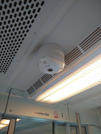 HikVision branded security camera preventing shenanigans and who knows what else, with menacing red LED