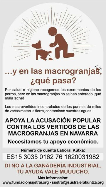 Apoya economicamente  la Acusación Popular contra los vertidos de las macrogranjas de Navarra!!