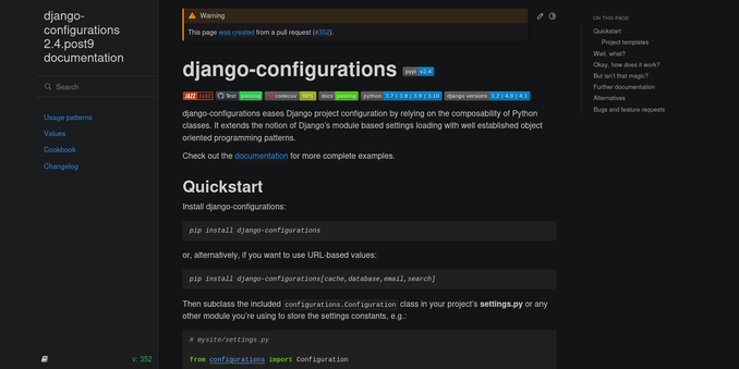 Django Configurations documentation using the Furo theme.