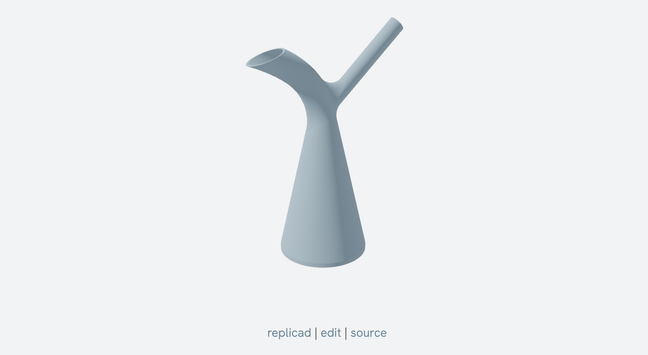 The model of the watering can part of the new replicad tutorial