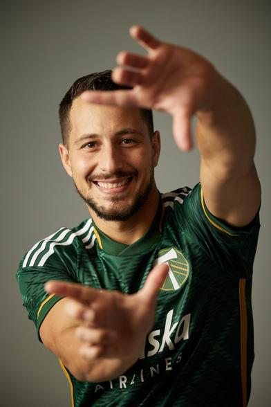 Seba Blanco poses in the new Portland Plaid kit