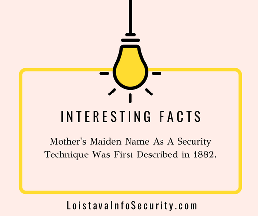 Light bulb illuminating an interesting fact: "Mother's Maiden Name" used as a security technique was first described in 1882.