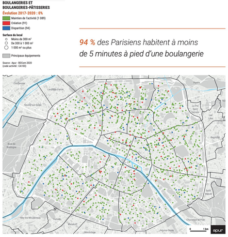 Graphic showing distribution of bakeries in Paris