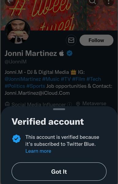 Screencap of the profile of the person who tweeted the prior message.

It is a verified account on Twitter because it subscribed to Twitter blue. 

At this point, it who's really giving Musk money?