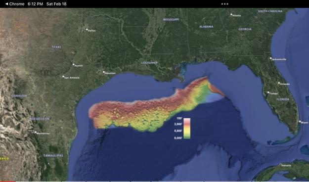 Bathymetry map of the Sigsbee Escarpment.