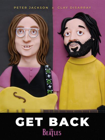 My poster for the Beatles: Get Back featuring my clay interpretations of John Lennon and Paul McCartney. Based on a scene in the film which really captured my eye, Paul wears a yellow jumper which echoes John's guitar, while John wears a lilac t shirt which echoes the background behind Paul