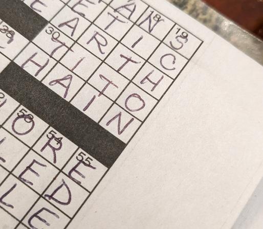 The answer to the crossword clue for 19 Down, "Danke _" is displayed in this completed puzzle as SCHON.