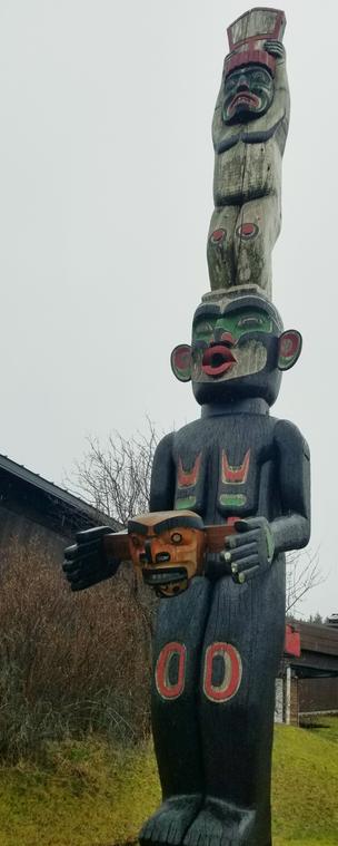 Namgis Nation totem pole at Umista Cultural Center.