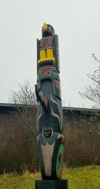 Namgis Nation totem pole at Umista Cultural Center.