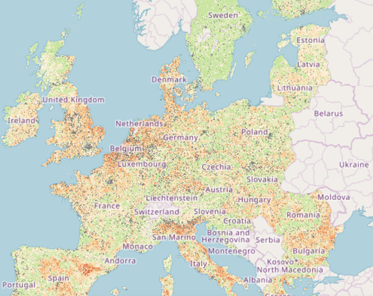 Map showing soil erosion potential in the EU & UK