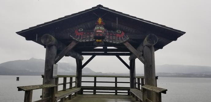 Awaka lookout on Namgis Nation territory.  Views of Alert Bay waters.