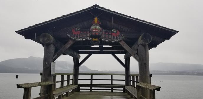 Awaka lookout on Namgis Nation territory. Views of Alert Bay waters.